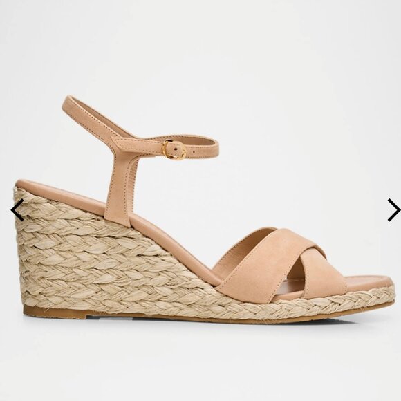 Stuart Weitzman Dayna Suede Crisscross Wedge Espadrilles - Picture 1 of 14